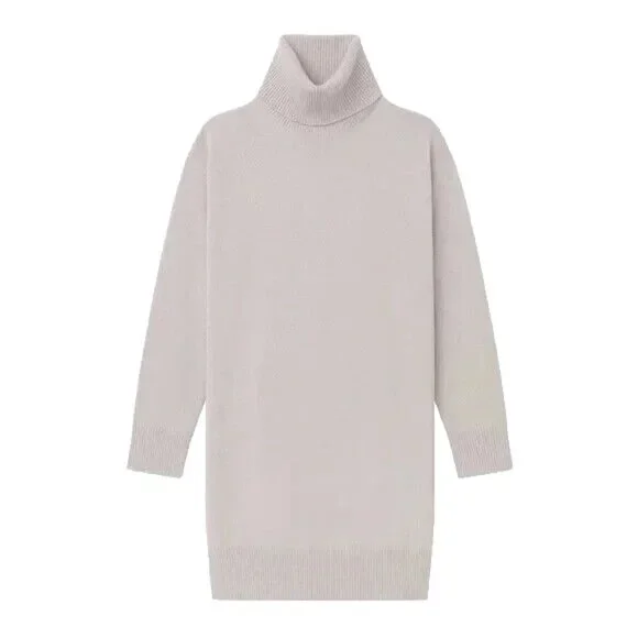 NAADAM Cashmere Turtleneck Dress - Pale Gray - Size S - Picture 2 of 6